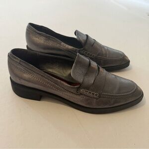 Zara Metallic Leather Penny Loafers